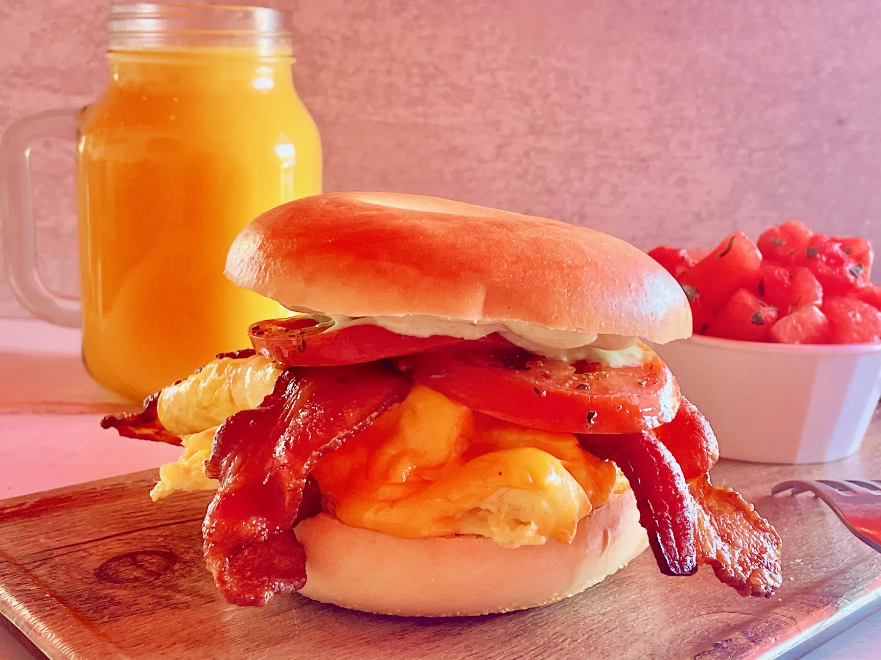 Red Maple breakfast sandwich on rosemary focaccia