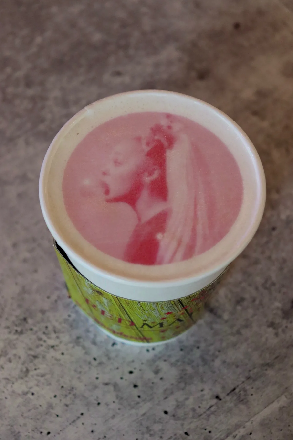 To-go latte with a printed design