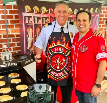 Brian with LA Fire Chief Moore @ 2026 Toluca Lake Pancake Breakfast
